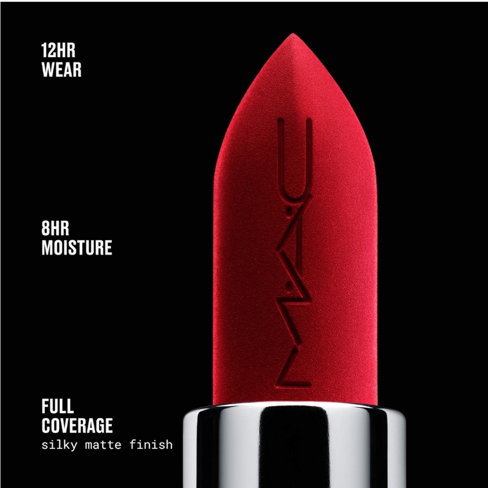 🌸MAC COSMETICS MACximal Silky Matte 12HR Wear Lipstick Ruby Woo Full Size 3.4 g - Picture 6 of 10